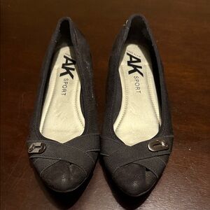 Anne Klein Sport Black Flats with Silver Accent